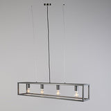 QAZQA Moderne Lampe Salle a manger suspension/Lustre/Luminaire/Lumiere/Éclairage moderne gris foncé - Cage 4 Acier Anthracite,Gris Rectangulaire/intérieur/Salon/Cuisine