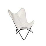RAQI CRAFTS Chaise vintage en cuir de qualité supérieure fabriquée à la main avec cadre pliable - Chaise de salon rétro - Housse remplaçable - Blanc