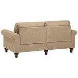 Beliani Canapé Fixe 3 Places Tapissé en Tissu Beige avec Clous Décoratifs pour Salon au Style Moderne