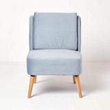 HOMESCAPES Fauteuil Velours, Fauteuil Scandinave en Tissu Betsy, Bleu Clair