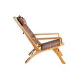 Tousmesmeubles Fauteuil Teck/Cuir tressé Cognac avec Coussin - Essaouira - L 66 x l 97 x H 90 - Neuf