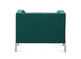 Deco In Paris Fauteuil Moderne en Velours Vert Pieds doré Roby