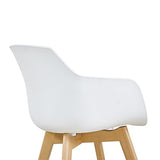 H.J WeDoo Lot de 2 Chaise Salle à Manger, Fauteuils Scandinave de Chaise latérale Design rétro avec Jambe de Bois de hêtre Massif - Blanc