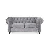 INTENSEDECO Canapé Chesterfield Velours 2 Places Altesse Argent