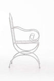 Chaise De Jardin Lotta en Fer avec Accoudoirs | Chaise De Balcon Fabriquée A La Main en Métal | Chaise De Terrasse De Style Antique Nostalgique, Couleur:Blanc Antique