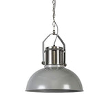 QAZQA Industriel Lampe à Suspension/Lustre/Luminaire/Lumiere/Éclairage industrielle gris - Industriel 37 Acier Gris,Acier Rond E27 Max. 1 x 40 Watt/intérieur/Salon/Cuisine