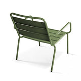 Fauteuil de Jardin Bas et Repose Pied en métal Vert Cactus