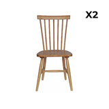 Alice's Home - Lot de 2 chaises Naturelles à barreaux en Bois d'hévéa. Romie. L 50.8 x P 44.2 x H 90cm