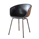 Amrai Chaises de Salle à Manger Chaises d'appoint de café industrielles en Cuir pour Le Cuir Chaises de Club avec accoudoirs en métal - Style rétro, Taille: 46x50x80cm, Noir/Marron