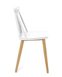 KAYELLES Lot de 2 - Chaise de Cuisine bistrot à barreaux BAO (Blanc Pied métal façon Bois)