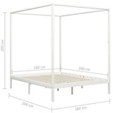 vidaXL Cadre de Lit à Baldaquin Lit Double Lit Adulte Lit Coffre Sommier à Lattes Chambre à Coucher Maison Blanc 160x200 cm Bois de Pin Massif