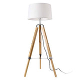 lux.pro Lampadaire Design Lampe à Pied Trépied avec Pieds en Bois et Métal Abat-Jour en Tissu E27 Hauteur 145 cm Bois Clair Chrome Blanc