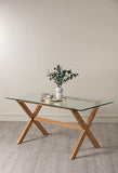Movian Marque Amazon Table à Manger Rectangulaire 150x85x75cm Chêne Massif Verre Trempé