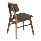 Kave Home - Chaise Selia en hévéa Massif et contreplaqué de Noyer avec revêtement Gris foncé