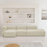 HOMIFAB Canapé d'angle à Gauche modulable avec méridienne 5 Places en Velours côtelé Beige - Modulo