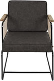 HOME DECO FACTORY HD7163 Fauteuil Assise Siege Salon Pieds, Métal, Marron-Noir-Bois, 63x79x73cm