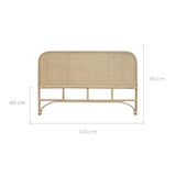Rendez-Vous Deco - Tête de Lit en Rotin - Idéale pour lit 140 x 190 - Modèle Grace - Inspiration Bohème Chic - L.140 cm x H.90 cm - 4 kg