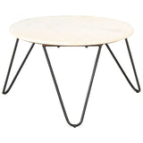 vidaXL Tavolino da Caffè Bianco 65x65x42 cm Pietra Vera Testura Marmo