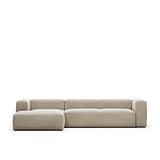 Kave Home - Canapé Blok 4 Places méridienne Gauche Beige 330 cm