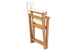 Chaise de metteur en scène en bois massif Teak, pliable, pour enregistrement de terrasse, extérieur, agritourisme, restaurant, marron et crème, 58 x 53 x 85 cm