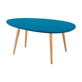 STONE Table basse ovale scandinave bleu paon laqué - L 98 x l 61 cm