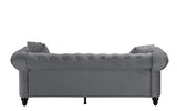 BHDesign Mila - Canapé Chesterfield 3 Places - Velours - Coloris Gris