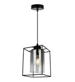 Light-Home Hella Cage Abat Jour Suspension Luminaire Lustre - Moderne Abat Jour Plafond pour Chambre Salon et Cuisine - en Metal et Verre - À 1 Lumières - Graphite - Long