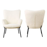 Happy Garden Fauteuil EIRA, en Tissu Bouclette écru, Effet Peau de Mouton, piétement en métal