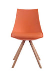 CLP Chaise de Salle à Manger ALBI Revêtement Similicuir I Chaise Retro Rembourrée Dossier Ergonomique I Pieds en Bois Forme Ronde I Chaise Scand, Couleurs:Orange, Couleur du Cadre:Natura (chêne)