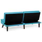 Beliani Canapé Clic-Clac en Tissu Bleu Convertible en Lit Confortable pour Salon Scandinave Moderne