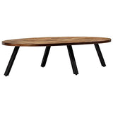 vidaXL Table Basse Teck Recyclé Massif Ovale Meuble de Salon Table de Canapé