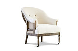 Fauteuil Rond Léonie - Bois massif, Bois ancien, Grand confort d'assise, Rembourrage intérieur dense, Finition brossÃ | Le charme du bois massif et de la toile de jute - Beige (L73 x H88 x P84 cm)