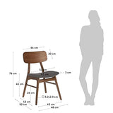 Kave Home - Chaise Selia en hévéa Massif et contreplaqué de Noyer avec revêtement Gris foncé