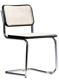 ElleDesign Chaise à traîneau en osier, paille de Vienne, bois massif hêtre naturel verni laqué noir blanc noix paille de Vienne