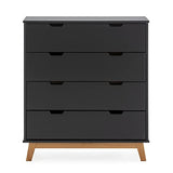 VS Venta-stock Commode Miranda avec 4 tiroirs en Couleur Gris Anthracite, Pieds et façades en Bois Naturel