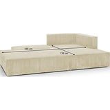 HOMIFAB Canapé d'angle à Droite Convertible 3 Places avec Coffre en Velours côtelé Beige - Barani