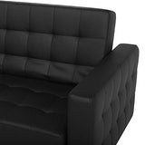 Beliani Canapé Convertible 3 Places en Cuir PU Noir Elégant Capitonnage Décoratif Aberdeen