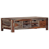 vidaXL Bois de Sesham Massif Table Basse Table d’Appoint Table de Salon Bout de Canapé Rangement Maison Intérieur Salle de Séjour 100x50x30 cm