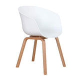 BenyLed Lot de 4 Chaises de Salle à Manger Scandinave Design Rétro Chaise D'appoint avec Pieds en Bois de Chêne et Assise en Polypropylène (Blanc)