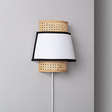 LEDKIA LIGHTING Applique Murale Rotin Marya 290x150x300 mm Naturel E14 Rotin, Textile, Métal pour Décoration Salon, Chambre, Cuisine