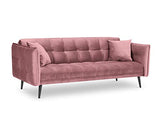 Canapé Velours Convertible, Canna, 3 Places, Rose, 225x100x85