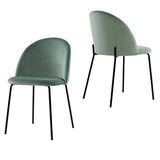 EMT CASA Lot de 2 Chaises Scandinave Chaise de Salle à Manger Chaises en Velours Rose Pieds en métal Imitation Bois (Vert)