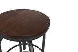Kosmi - Tabouret de Bar en métal Noir Mat et Assise en Bois foncé, Tabouret à vis pour Hauteur Ajustable, Hauteur réglable de 65 à 85cm