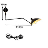Bras Long Applique Murale Interieur avec Interrupteur Industrielle Lampe Murale Vintage Retro Bras Articule Pivotant Créative Design Luminaire de Lecture Lumiere Chevet Eclairage Métal Noir 118cm