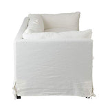 Tousmesmeubles Canapé 3 Places Tissu Blanc - WALCOURT - L 220 x l 90 x H 75 - Neuf