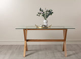 Movian Marque Amazon Table de Salle à Manger rectangulaire en chêne Massif et Verre trempé 150 x 85 x 75 cm
