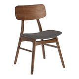 Kave Home - Chaise Selia en hévéa Massif et contreplaqué de Noyer avec revêtement Gris foncé