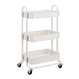 Amazon Basics Chariot de rangement à 3 niveaux pour la cuisine ou la buanderie avec roulettes - Blanc