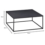 IDIMEX Table Basse HILAR Table de Salon Grande Table d'appoint Design Retro Vintage Industriel, Plateau carré de 80 x 80 cm en métal laqué Noir