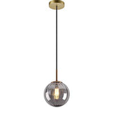 LFsem Plafonnier Simple Tête Coloré Ø15cm Globe En Verre Suspension E14 Loft Chambre Restaurant Suspension Lustre Simple Moderne (Gris Fumée)